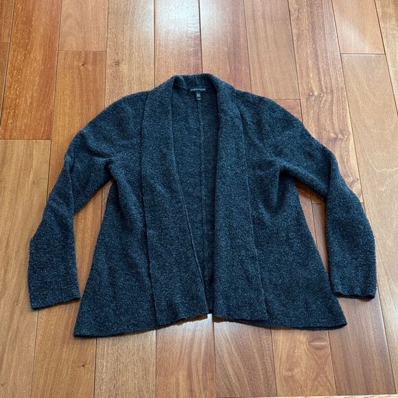Eileen Fisher Dark Gray Women's Open Front Waterfall Wool Cardigan Size SP - Picture 1 of 7